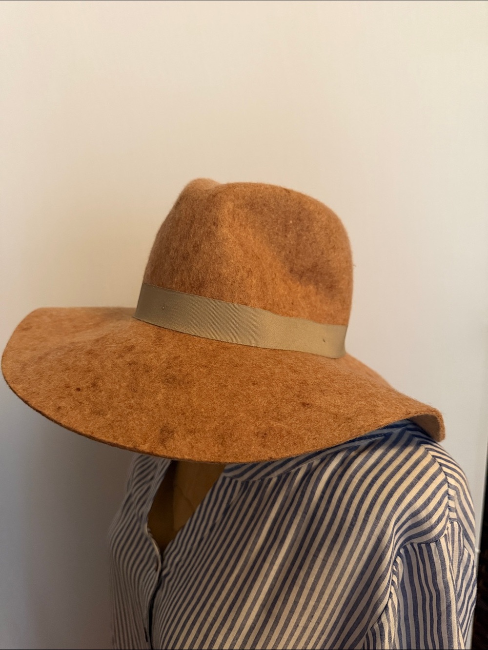 Women's boho Wide-Brim Wool Floppy Hat Camel Tan speckle banana republic NWOT
